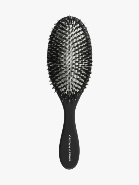 Crown Affair Dual Bristle Boar Hairbrush in branded component on a light gray background